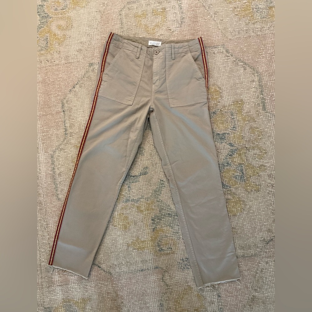 NEW Velvet by Graham and Spencer khaki pants grosgrain ribbon side stripe size 8